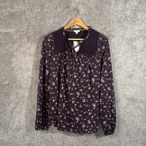Mason & Belle Shirt Womens Medium Purple Long Sleeve V- Neck Bohemian Floral Top